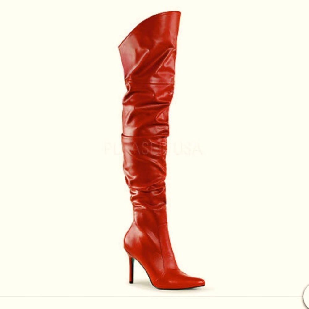 Red Leather Pleaser Boots